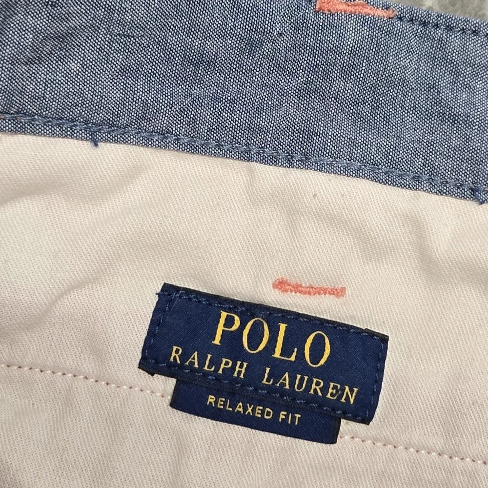 Polo Ralph‎ Lauren Shorts Men 42 Pink Blue Pony Twill Relaxed Fit Golf Chino